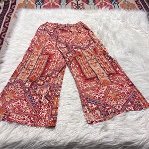 Bohemian Print Wide-Leg Pants
